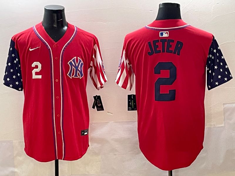 Men New York Yankees 2 Jeter Red a generation of national flags Jointly Name 2025 Nike MLB Jersey style 2
